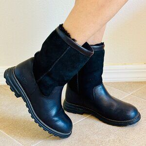 Limited edition suede and leather UGG booties with sheepskin lining